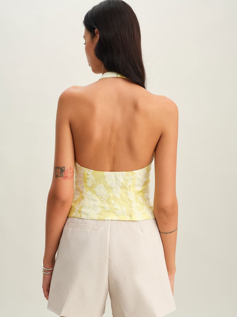 Nwt Yellow Floral Halter Top — image 2 of 6